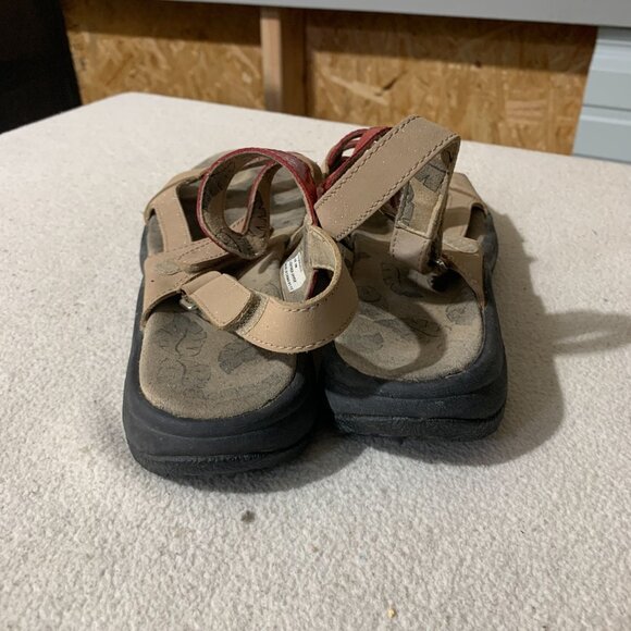 Golfstream Shoes Women's Size 9M Red Leather Open Toe Hook & Loop Golf Sandals - Picture 5 of 9